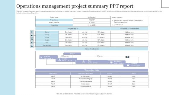 Operations Management Project Summary Ppt Report Background PDF Operations Management Project Summary Ppt Report Background PDF