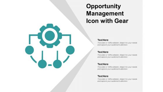 Opportunity Management Icon With Gear Ppt PowerPoint Presentation Gallery Guidelines