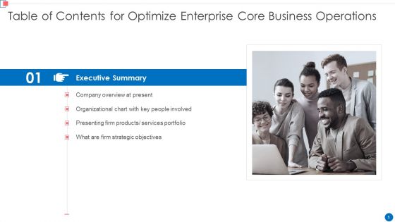 Optimize Enterprise Core Business Operations Ppt PowerPoint Presentation Complete Deck With Slides