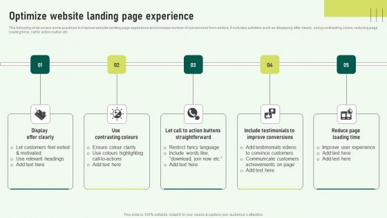 Optimize Website Landing Page Experience Slides PDF