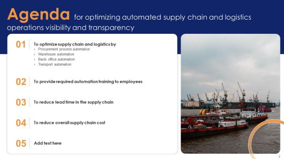 Optimizing Automated Supply Chain And Logistics Operations Visibility And Transparency Ppt PowerPoint Presentation Complete Deck With Slides