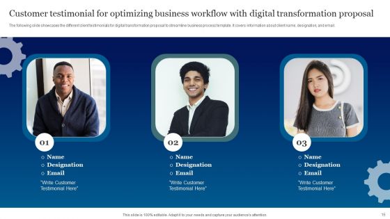 Optimizing Business Workflow With Digital Transformation Proposal Ppt PowerPoint Presentation Complete Deck With Slides