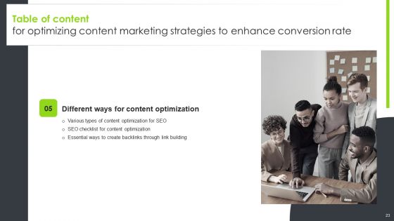 Optimizing Content Marketing Strategies To Enhance Conversion Rate Ppt PowerPoint Presentation Complete Deck With Slides