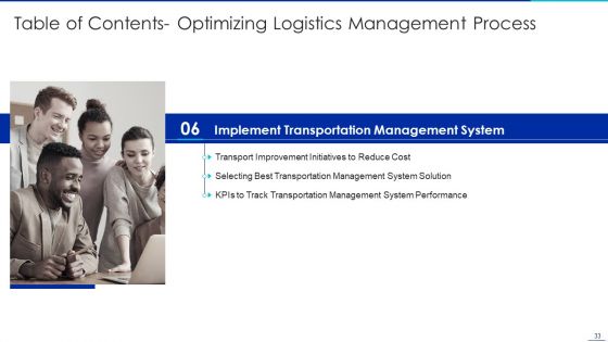 Optimizing Logistics Management Process Ppt PowerPoint Presentation Complete Deck With Slides