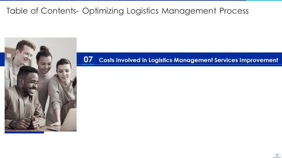 Optimizing Logistics Management Process Ppt PowerPoint Presentation Complete Deck With Slides
