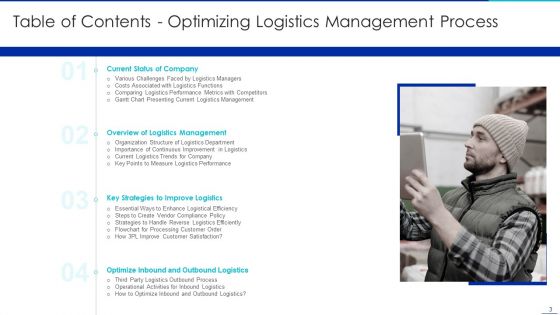 Optimizing Logistics Management Process Ppt PowerPoint Presentation Complete Deck With Slides