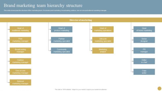 Optimizing Traditional Media To Boost Sales Brand Marketing Team Hierarchy Structure Pictures PDF