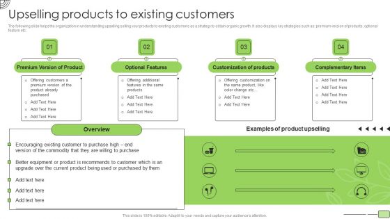 Organic Business Growth Strategies Upselling Products To Existing Customers Sample PDF