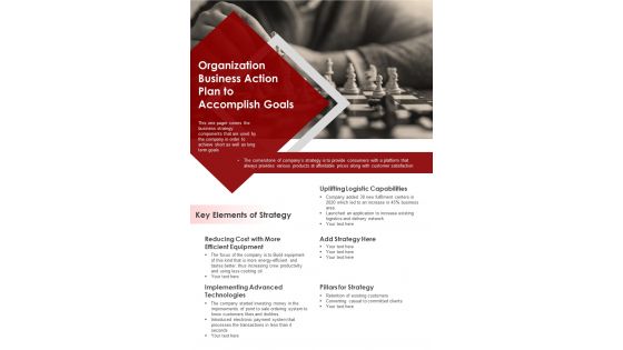 Organization Business Action Plan To Accomplish Goals PDF Document PPT Template