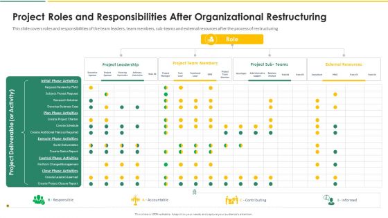 Organization Chart And Corporate Model Transformation Project Roles And Responsibilities After Pictures PDF