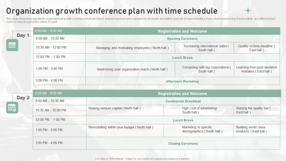Organization Growth Conference Plan With Time Schedule Pictures PDF Organization Growth Conference Plan With Time Schedule Pictures PDF