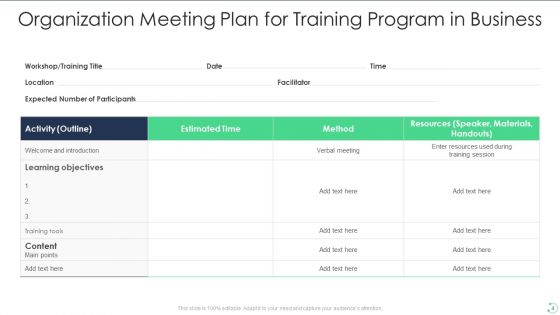 Organization Meeting Plan Ppt PowerPoint Presentation Complete With Slides