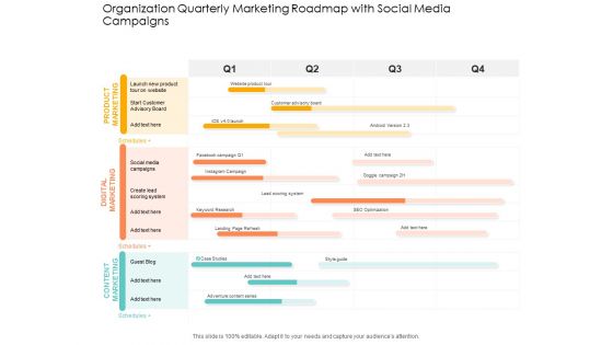 Organization Quarterly Marketing Roadmap With Social Media Campaigns Introduction