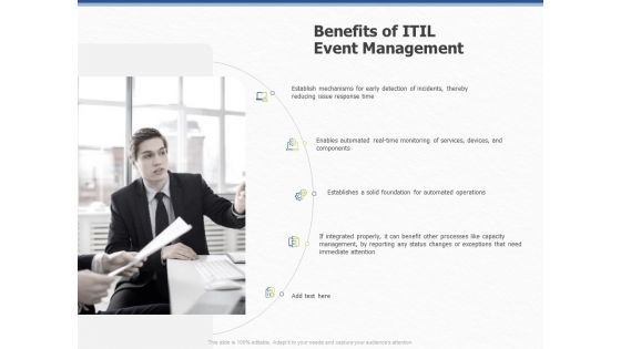 Organization Strategic Plan Benefits Of ITIL Event Management Ppt PowerPoint Presentation Outline Model PDF