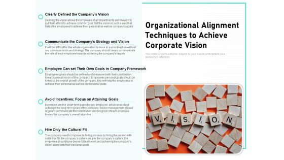Organizational Alignment Techniques To Achieve Corporate Vision Ppt PowerPoint Presentation Gallery Background Image PDF