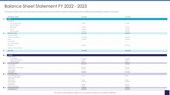 Organizational Issue Resolution Tool Balance Sheet Statement Fy 2022 2023 Template PDF
