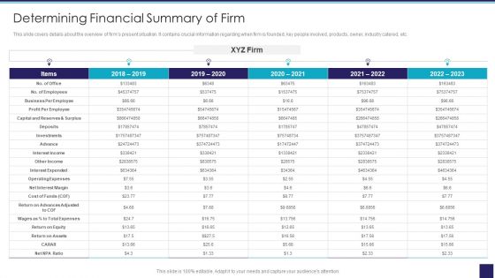 Organizational Issue Resolution Tool Determining Financial Summary Of Firm Download PDF