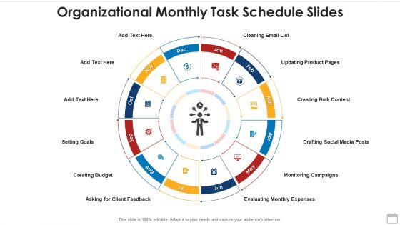 Organizational Monthly Task Schedule Slides Topics PDF