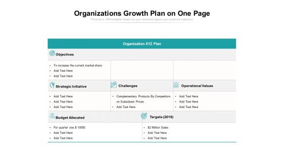 Organizations Growth Plan On One Page Ppt PowerPoint Presentation Gallery Structure PDF