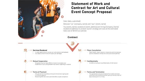 Organizing Perfect Arts Culture Festival Statement Of Work And Contract For Art And Event Concept Rules PDF