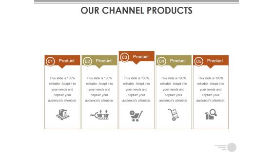 Our Channel Products Ppt PowerPoint Presentation Portfolio Deck Our Channel Products Ppt PowerPoint Presentation Portfolio Deck