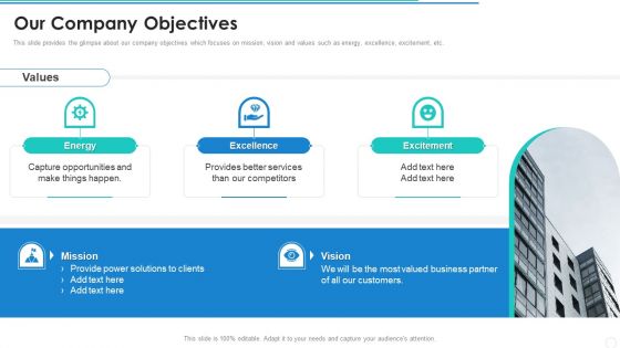Our Company Objectives Firm Pitch Deck Brochure PDF