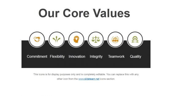Our Core Values Ppt PowerPoint Presentation Visual Aids Portfolio