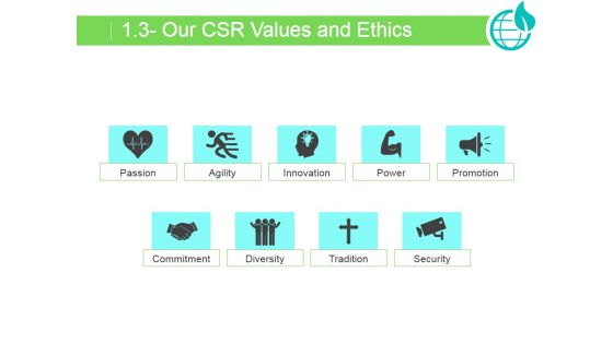 Our Csr Values And Ethics Ppt PowerPoint Presentation Ideas