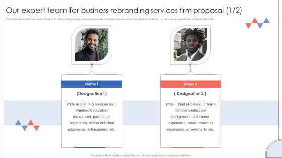 Our Expert Team For Business Rebranding Services Firm Proposal Inspiration PDF