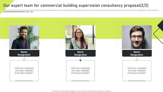 Our Expert Team For Commercial Building Supervision Consultancy Proposal Demonstration PDF