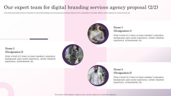 Our Expert Team For Digital Branding Services Agency Proposal Microsoft PDF