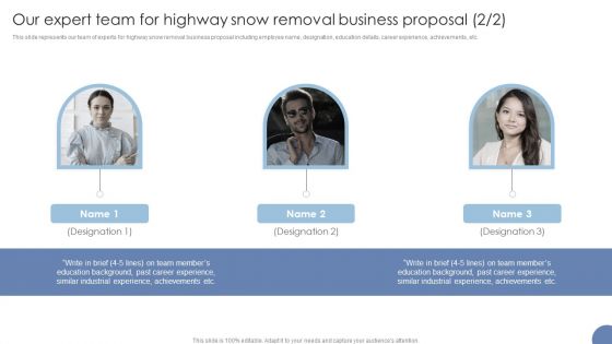 Our Expert Team For Highway Snow Removal Business Proposal Ppt Portfolio Skills PDF