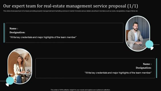 Our Expert Team For Real Estate Management Service Proposal Ppt Inspiration Format PDF