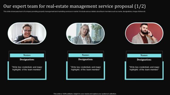 Our Expert Team For Real Estate Management Service Proposal Ppt Inspiration Format PDF