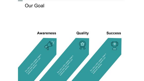 Our Goal Slide Awareness Quality Ppt PowerPoint Presentation Show Master Slide