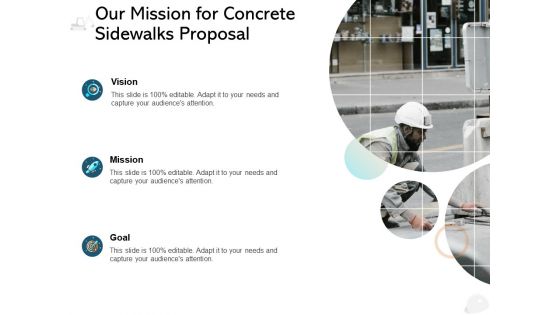 Our Mission For Concrete Sidewalks Proposal Ppt PowerPoint Presentation Gallery Slide