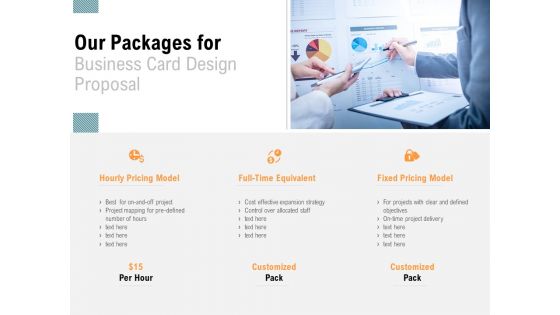 Our Packages For Business Card Design Proposal Financial Ppt PowerPoint Presentation Model Graphics Pictures