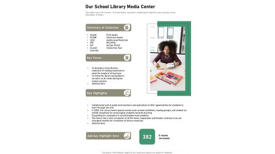 Our School Library Media Center One Pager Documents