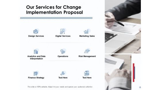 Our Services For Change Implementation Proposal Ppt PowerPoint Presentation Professional Designs