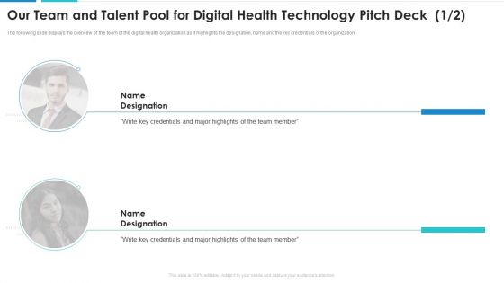 Our Team And Talent Pool For Digital Health Technology Pitch Deck Diagrams PDF