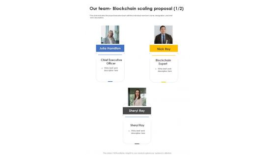 Our Team Blockchain Scaling Proposal One Pager Sample Example Document Our Team Blockchain Scaling Proposal One Pager Sample Example Document