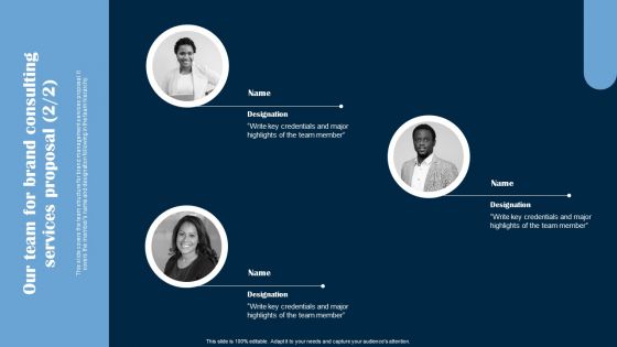 Our Team For Brand Consulting Services Proposal Ppt PowerPoint Presentation Gallery Layouts PDF