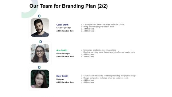Our Team For Branding Plan Creative Ppt Infographic Template Maker PDF