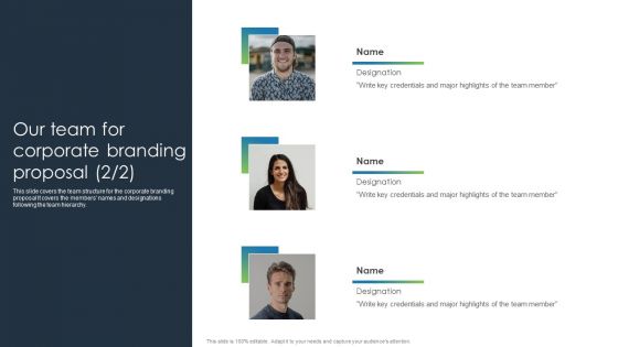 Our Team For Corporate Branding Proposal Rules PDF