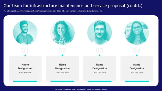 Our Team For Infrastructure Maintenance And Service Proposal Mockup PDF