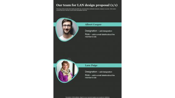 Our Team For LAN Design Proposal One Pager Sample Example Document Our Team For LAN Design Proposal One Pager Sample Example Document