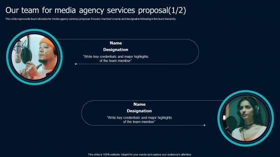 Our Team For Media Agency Services Proposal Infographics PDF