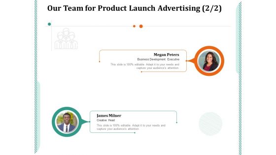 Our Team For Product Launch Advertising Ppt PowerPoint Presentation Infographics Graphics Download PDF