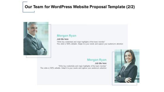 Our Team For Wordpress Website Proposal Template Marketing Ppt PowerPoint Presentation Portfolio Aids