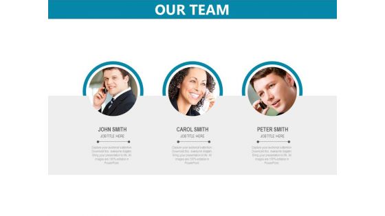 Our Team Of Three Members Powerpoint Slides